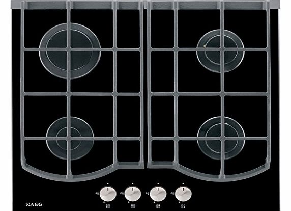 HG694340NB Built In 60cm Gas on Glass Hob in Black 4 gas burners
