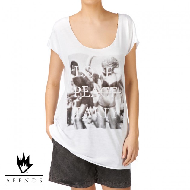 Afends Womens Afends Love Peace Party T-Shirt - White