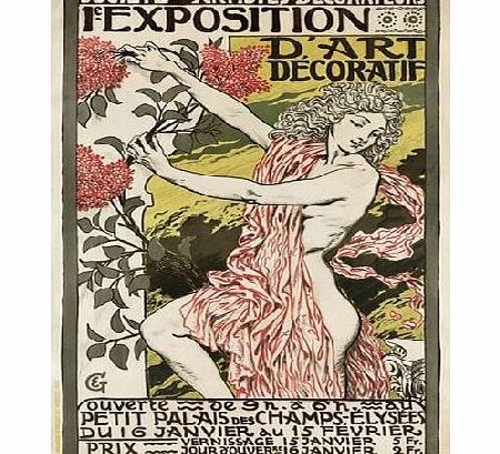 Affiche Prints AZ36 Vintage 1894 French Art Nouveau Exhibition Advertisement Poster Reproduction Print Card - A5 (148mm x 210mm)