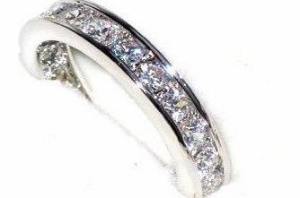 Womens Channel Set Worlds Best Sparkling Lab Diamonds Ring. Outstanding Quality Eternity Band. Rhodium Electroplated.