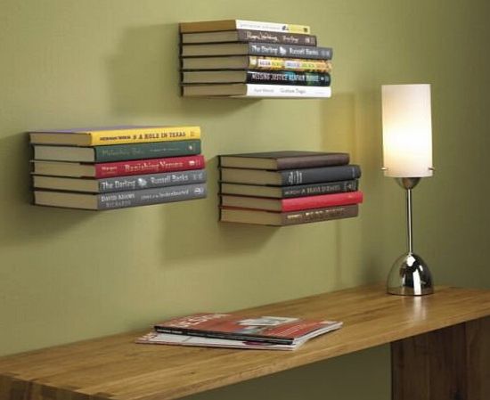 3X Conceal Invisible Bookshelf Wall Mounted Floating Book Shelf Shelves Storage