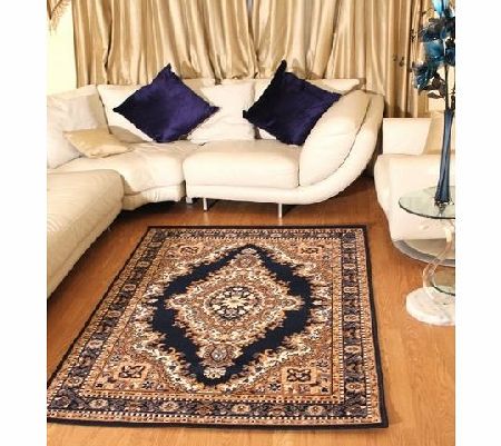 AHOC Floral Blue Traditional Navy Blue Medallion Rug Carpet Persian Style Rugs Runner Modern Soft Carpet (80cm x 150cm (2ft 7`` x 4ft 11``))