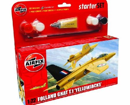 Airfix 1:72 Folland Gnat Yellow Jacks Small Starter Aircraft Model Set