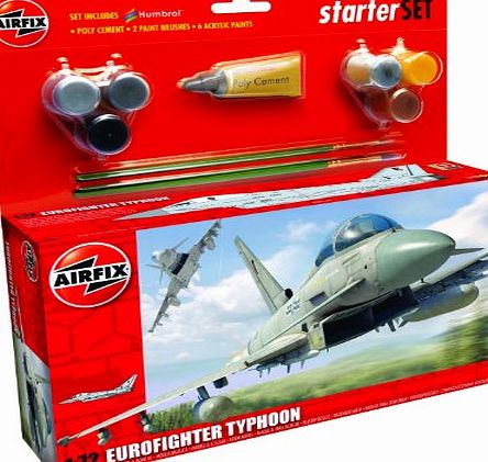 Airfix A50098 Eurofighter Typhoon 1:72 Scale Military Aircraft Category 3 Gift Set with Paint Glue and Brushes