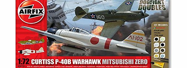 Airfix A50127 Dogfight Doubles Curtis P-40 Warhawk and Mitsubishi Zero 1:72 Scale Plastic Model Gift Set