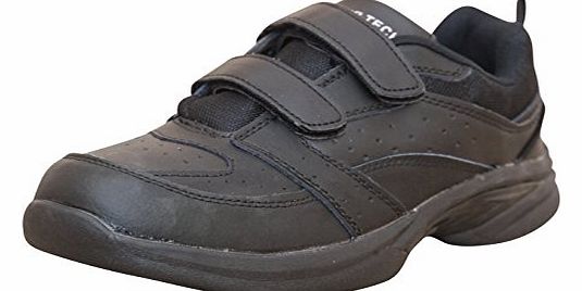 Mens Airtech New Black Leather Upper Wide Fit Velcro Sports Gym Trainers Shoes