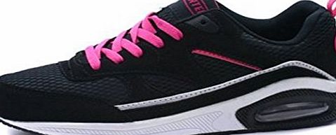 Airtech Womens Girls Air Bubble Max Running Sport Trainers Airtech Shoes Sizes UK 3-8 (UK 3, Black/Pink)