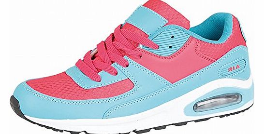 Airtech Womens Ladies Airtech Wedge Running Trainers Shoes Turquoise Pink Size 5