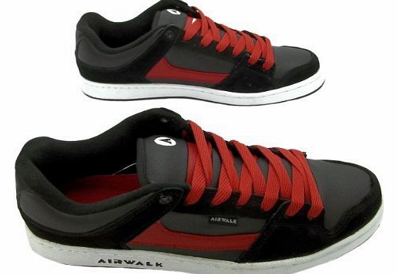  MENS ROCK LOW TRAINERS SKATE SHOE LACE UP SUEDE BLACK/RED 7-12 NEW (11)