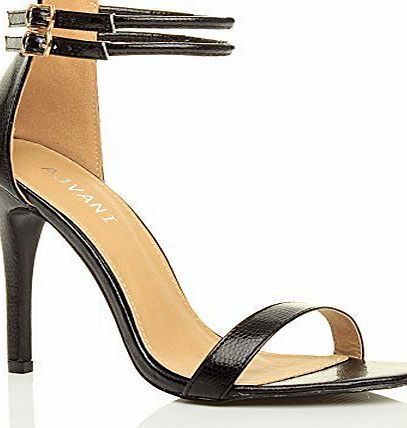 Ajvani WOMENS LADIES HIGH HEEL BARELY THERE ANKLE STRAPPY BUCKLE PARTY SANDALS 5 38