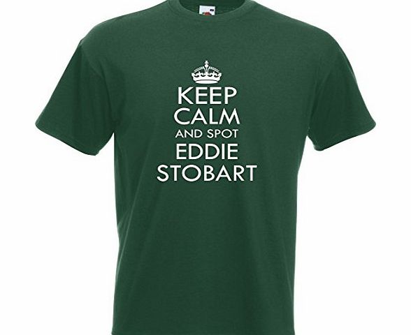 Cotton Mens Keep Calm Spot Eddie Stobart Van Truck T-Shirt, Bottle Green, Small
