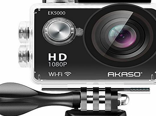AKASO EK5000 1080P Sports Action Camera Full HD Camcorder 12MP WiFi Waterproof Camera 2 Inch LCD Screen 170 Degree Wide View Angle W/2 Rechargeable Batteries/19 Accessories Kits