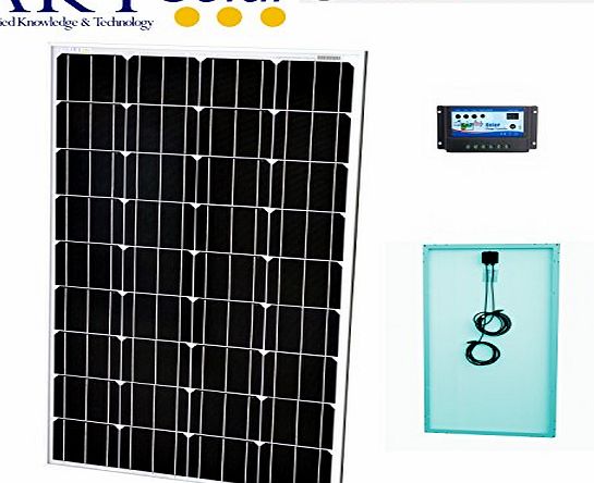 AKT Solar 120W Solar Panel Kit with 10A charge controller and wires - Complete kit for a 12V system e.g. in a Caravan, Boat or Outhouse