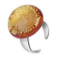 Silver Leaf and Murano Glass Round Open Ring
