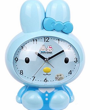 Sweet Home Talking Alarm Clock with Nightlight Snooze Alarm Clock Cartoon Rabbit Students Silent Bedside Alarm Clock (blue)