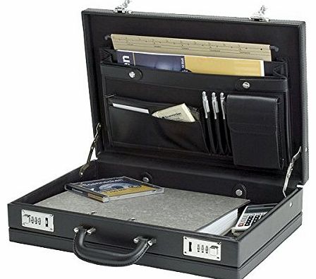Alassio - 92300 PONTE - attache case briefcase with expandable fold, imitation leather, black