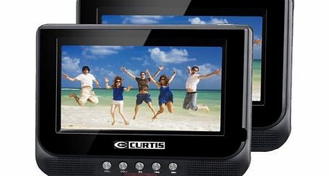 Curtis DVD8737UK 7`` Twin Dual portable black in car DVD player