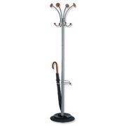 Stily Hat and Coat Stand Tubular Steel with Umbrella Holder 4 Hooks 4 Pegs H1770mm Ref PMVIENA