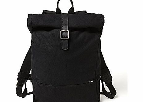 Alban Black canvas midsize rolltop backpack / rucksack