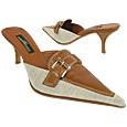 Alberto Gozzi Buckle Canvas and Leather Mule Shoes