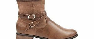 Alex Silva Taupe silver-tone buckle ankle boots
