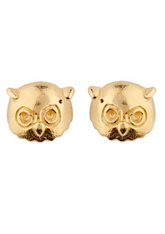 Gold Plated Owl Stud Earrings by Alexis Dove