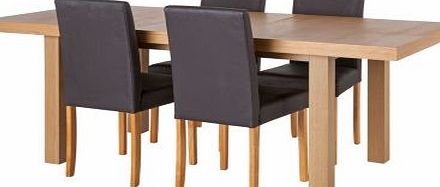 Alexis Oak Effect Table and 4 Leather Effect