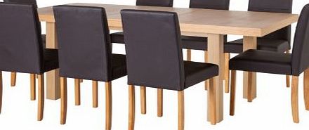 Oak Effect Table and 8 Real Leather Chairs