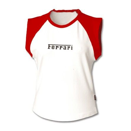 All Ladies Wear Ferrari Sleeveless Logo Duo Top White/Red