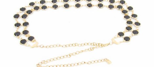 Allegra K Ladies Rhinestones Inlaid Metallic Waist Chain Belt