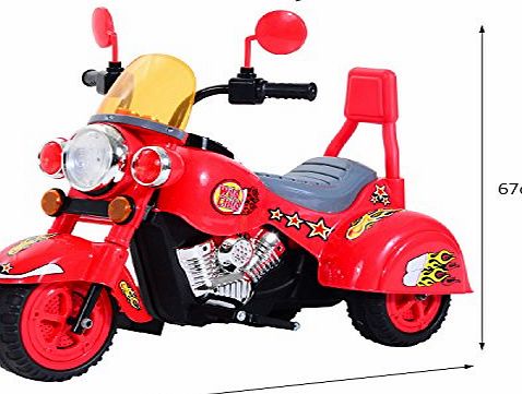 ALLKINDATOYS Kids Motorcycle Electric CHOPPER Motorbike 6V Battery Ride on Toy Trike in RED