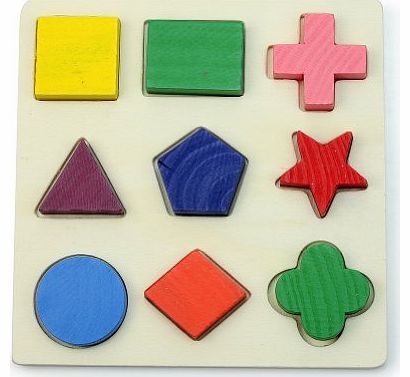 Newest Lovely Wooden 9 Shape Plate Colorful Building Blocks Baby Educational Toy