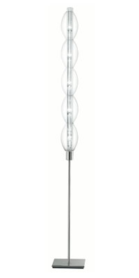 clear contemporary floor lamp in a nickel-matt finish with clear glass shades