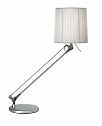 ALMA Light Tech Modern Silver Desk Or Table Light With A Silver Silk Thread Shade