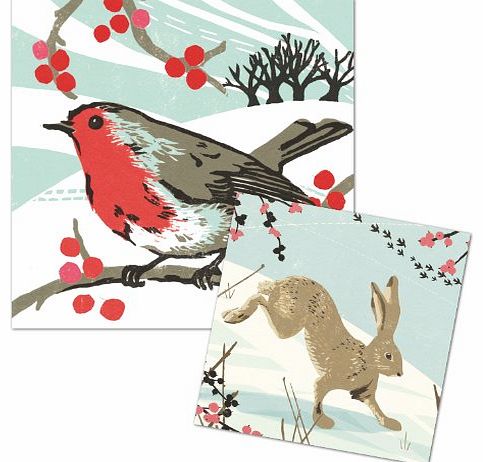Almanac Charity Christmas Cards (ALM1027) In Aid Of Macmillan - Happy Hare / Robin - Box Of 20