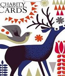 Almanac Gallery Luxury Charity Christmas Cards (ALM2321)In Aid Of Macmillan Cancer Support - Robins / Deer - 12 Cards 