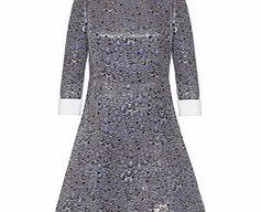 Almost Famous Blue feather print metallic dress