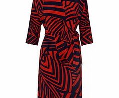Almost Famous Red and navy abstract print dress