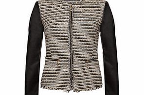 Tweed and leather mix jacket