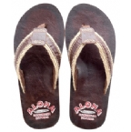 Aloha Mens RS005 Leather Footbed Sandal Chocolate/Stone