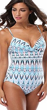 Alove Womens One Piece Swimsuit Padded Push Up Swimwear Bohemian Print Swimming Costume