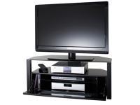 Alphason Ambri Black Glass 3 Tier LCD TV Stand With Drop Down Glass Front for up 55 TVs