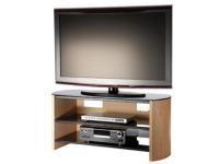 Alphason Finewoods Light Oak 3 Tier LCD TV Stand With Black Glass Top for up 50 TVs
