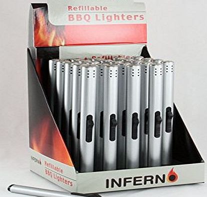 Aluminium Slim Refillable BBQ Lighter Electronic Refillable Butane Candle / BBQ / Camping, Kitchen Lighter,Aluminium