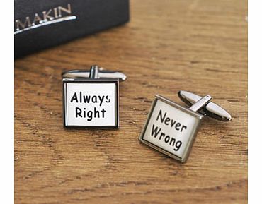 Right Never Wrong Cufflinks by Harvey Makin