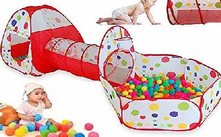Am Indoor/Outdoor Play House Tent Tunnel, 3in1 Playground Childrens Playground Play Tent with Tunnel and Ball Pit ,Baby Kids Toys (Balls not included)