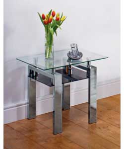 Glass and Chrome End Table