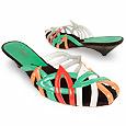 Amaltea Multicolor Cut-out Patent Leather Slide Shoes
