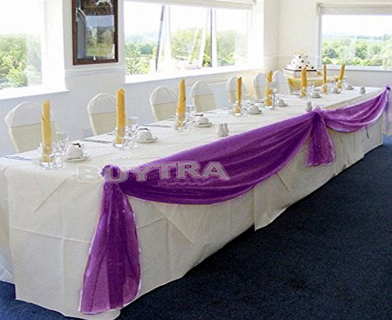 amazing-trading BEAUTIFUL 5M*0.5M Top Table Swags Sheer Organza Fabric Wedding Party Bow Decorations