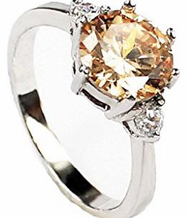  Jewelry Copper Platinum Plated WomenFashion Figure Rings 6 Claw Square Inlay AAA+ Quality High CZ Cubic Zirconia Champagne UK Size L 1/2